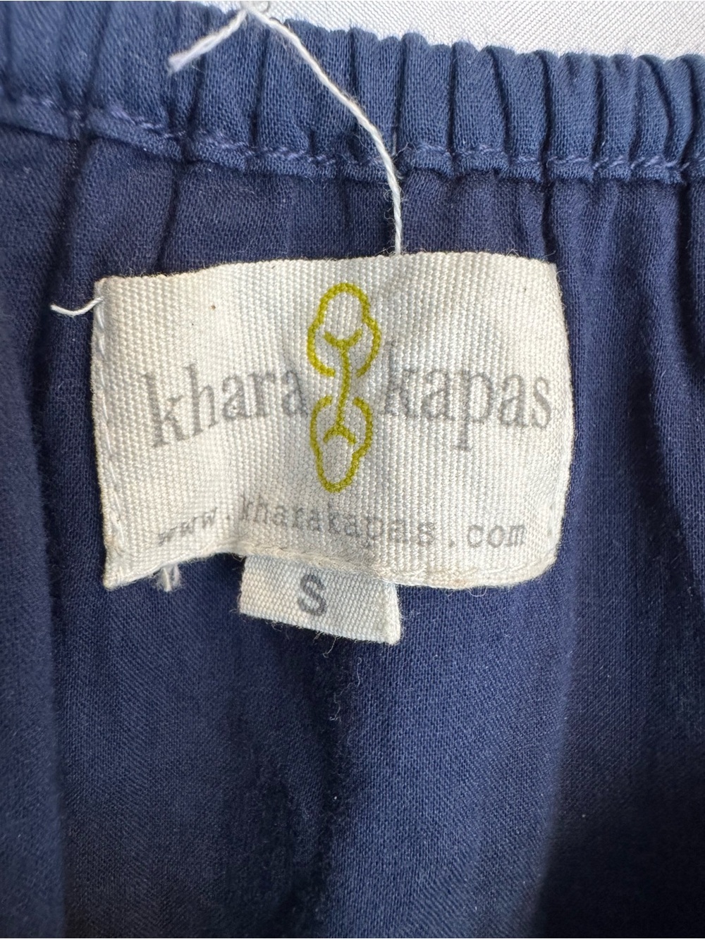 Khara Kapas Blueberry Maxi Dress with Striped Ruffle Hem Size Small Oversized - Picture 4 of 6